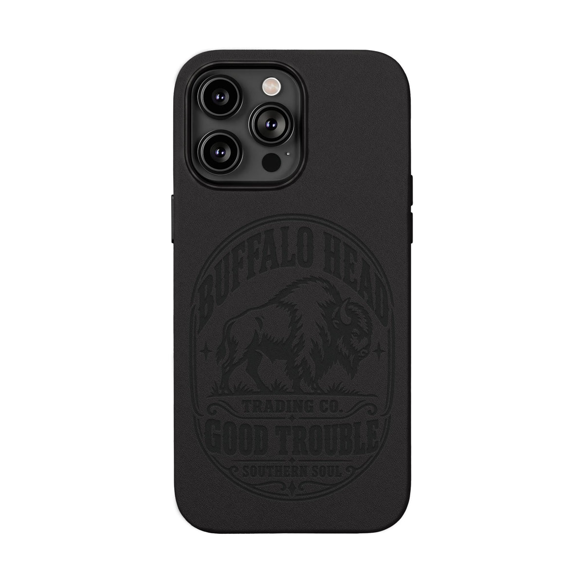Buffalo Herd Leather Phone Case – Good Trouble Engraved Design