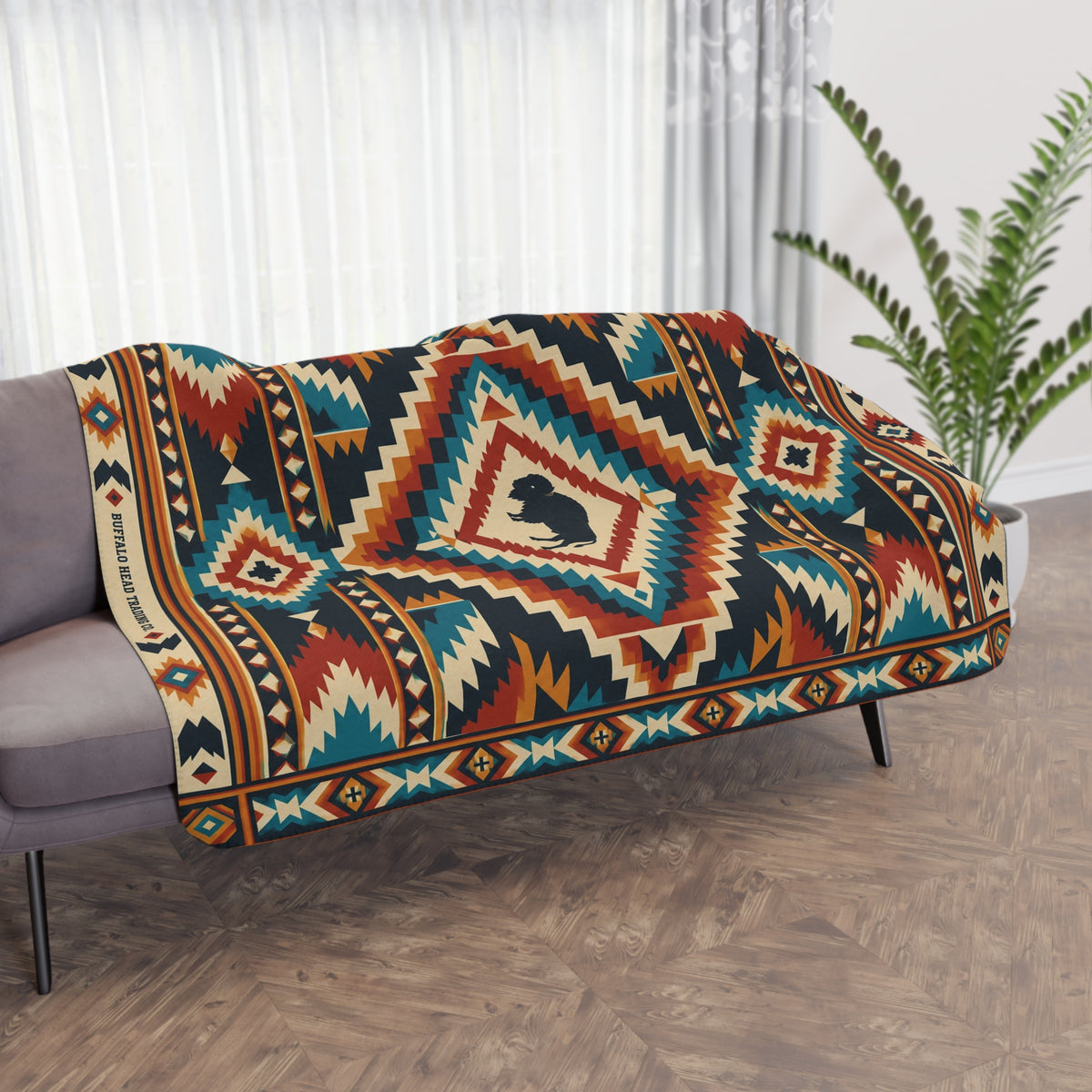 Buffalo Head Trading Co. Southwestern Aztec Sherpa Blanket