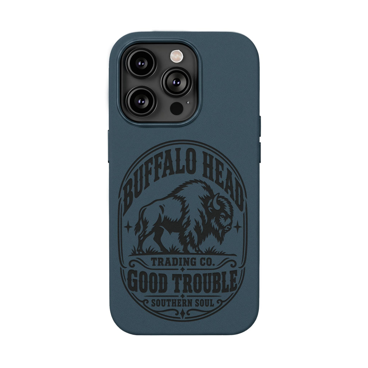 Buffalo Herd Leather Phone Case – Good Trouble Engraved Design