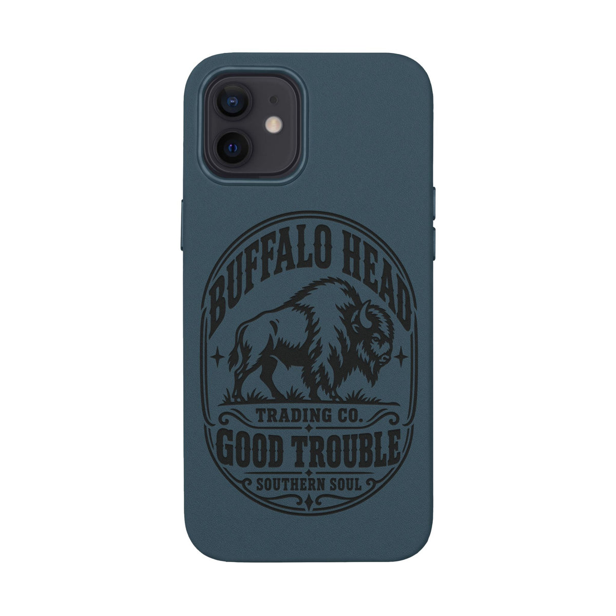 Buffalo Herd Leather Phone Case – Good Trouble Engraved Design