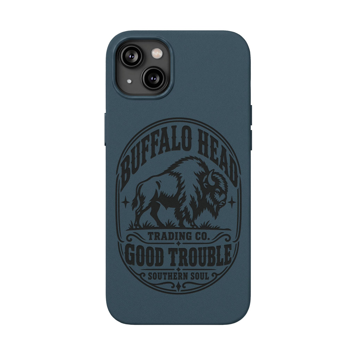 Buffalo Herd Leather Phone Case – Good Trouble Engraved Design