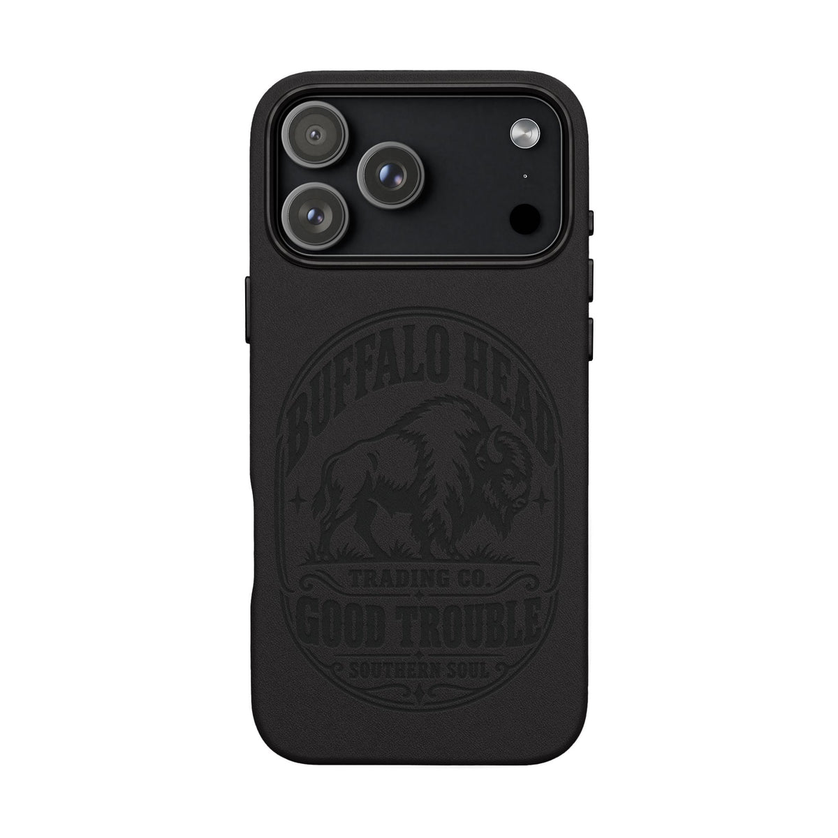 Buffalo Herd Leather Phone Case – Good Trouble Engraved Design