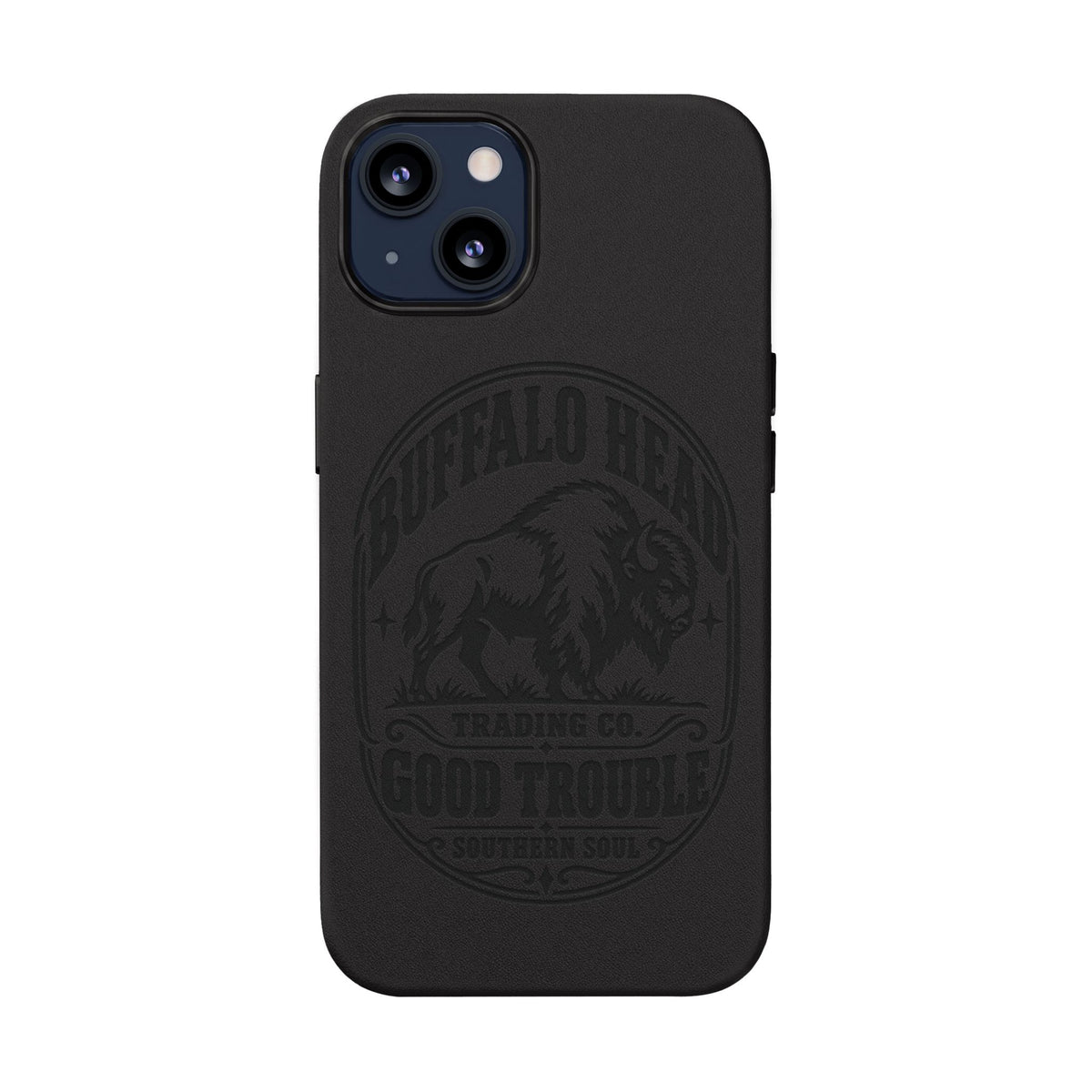 Buffalo Herd Leather Phone Case – Good Trouble Engraved Design