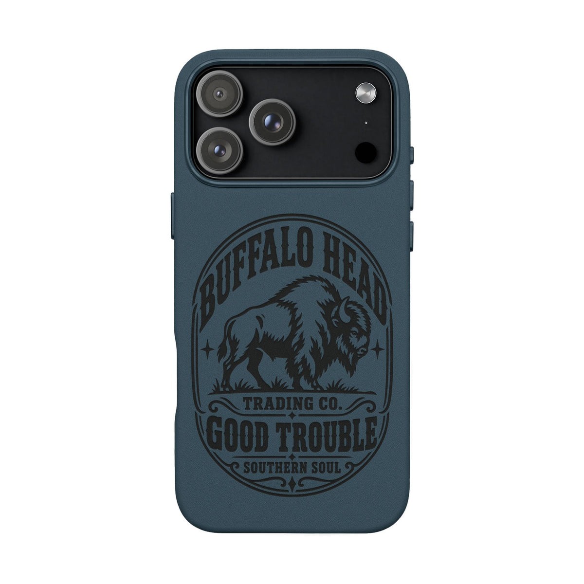 Buffalo Herd Leather Phone Case – Good Trouble Engraved Design
