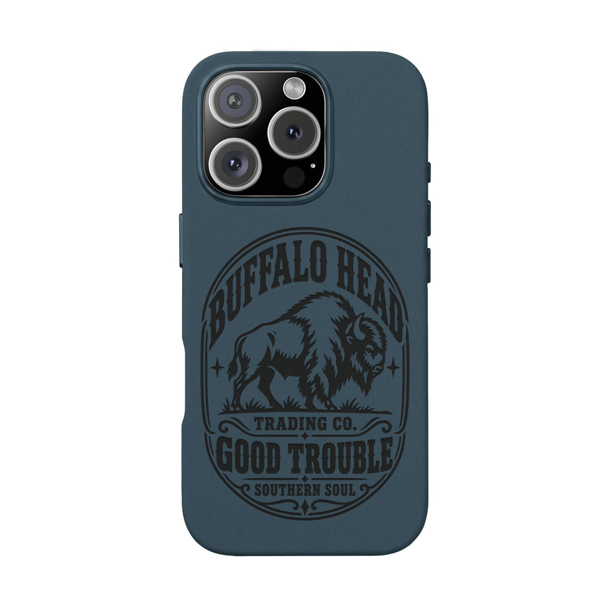Buffalo Herd Leather Phone Case – Good Trouble Engraved Design