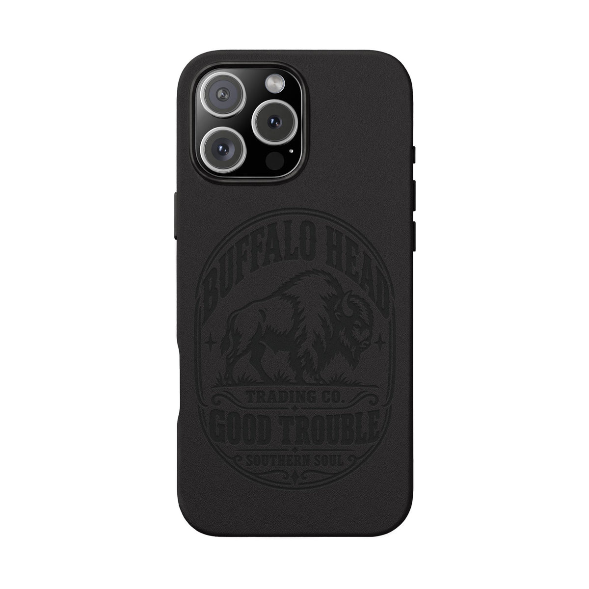 Buffalo Herd Leather Phone Case – Good Trouble Engraved Design
