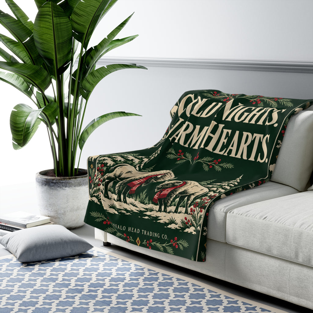 Cold Nights Warm Hearts Sherpa Fleece Blanket