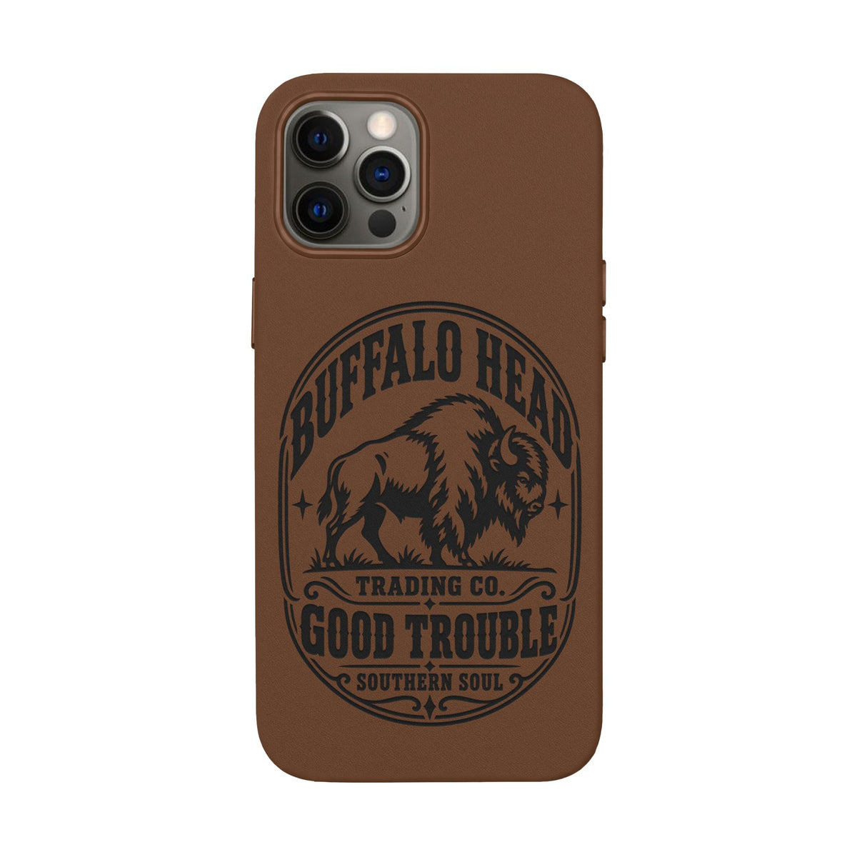 Buffalo Herd Leather Phone Case – Good Trouble Engraved Design