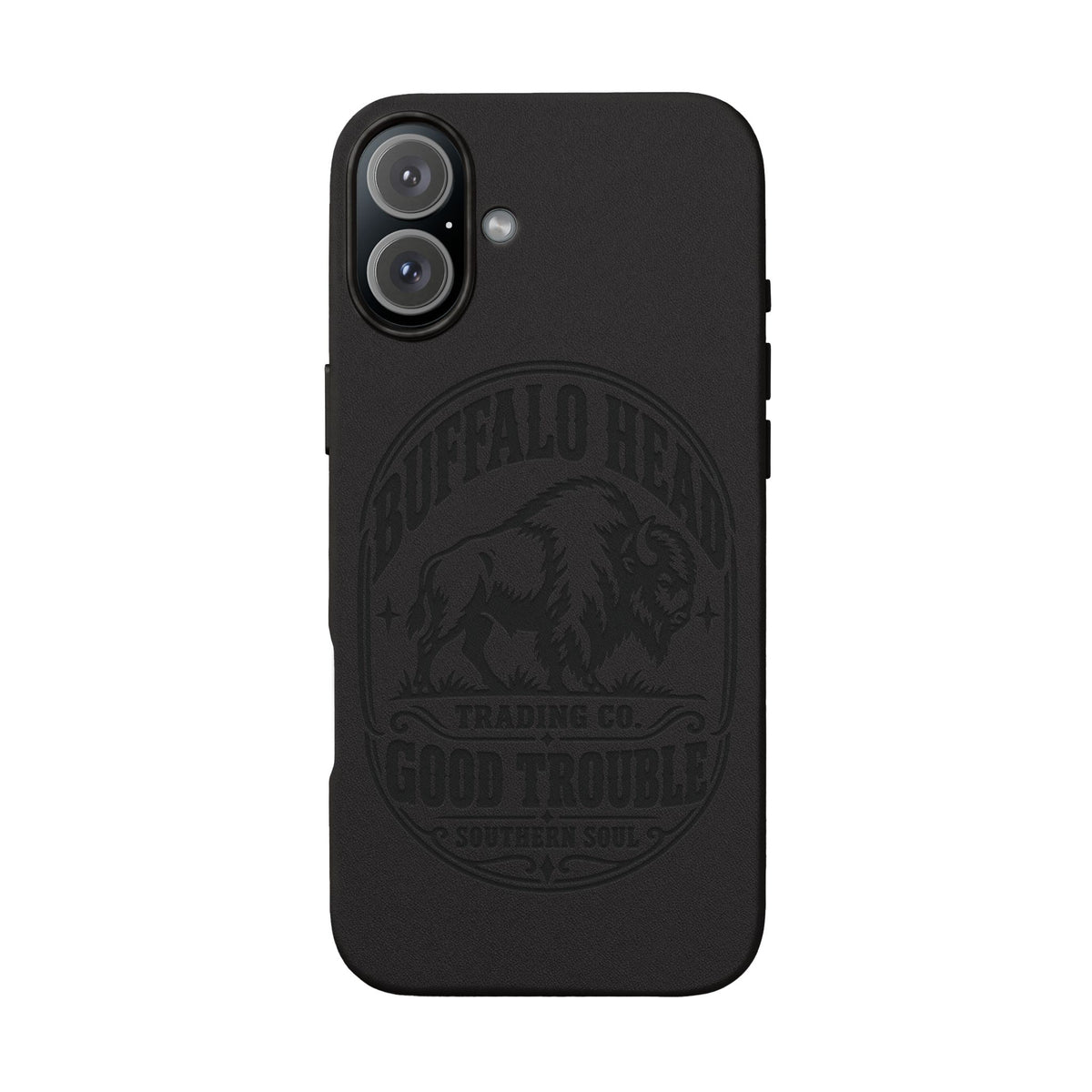 Buffalo Herd Leather Phone Case – Good Trouble Engraved Design