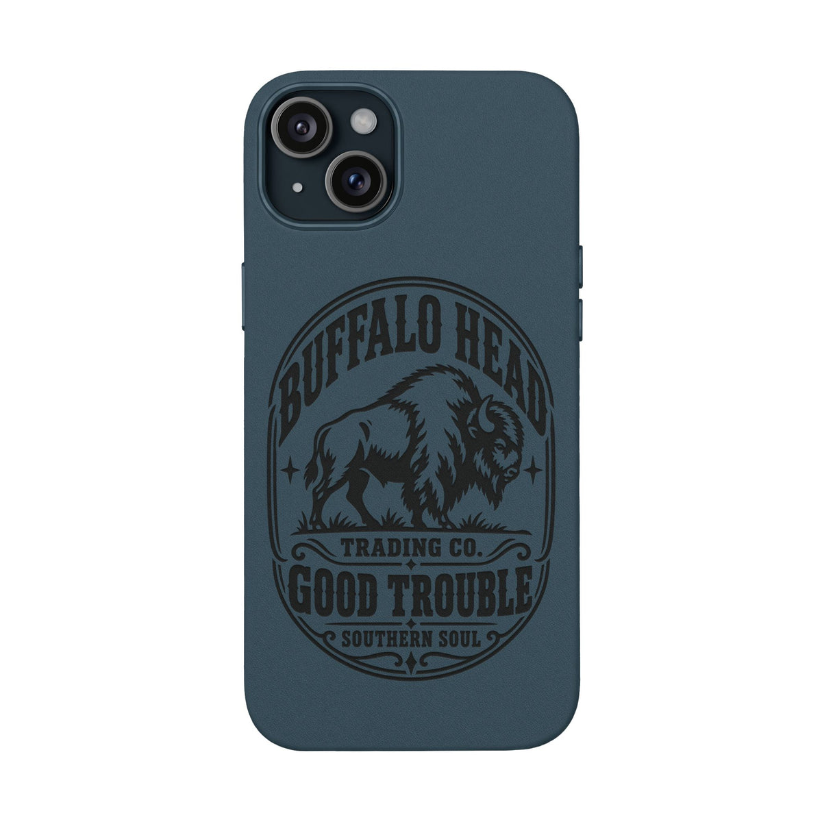 Buffalo Herd Leather Phone Case – Good Trouble Engraved Design