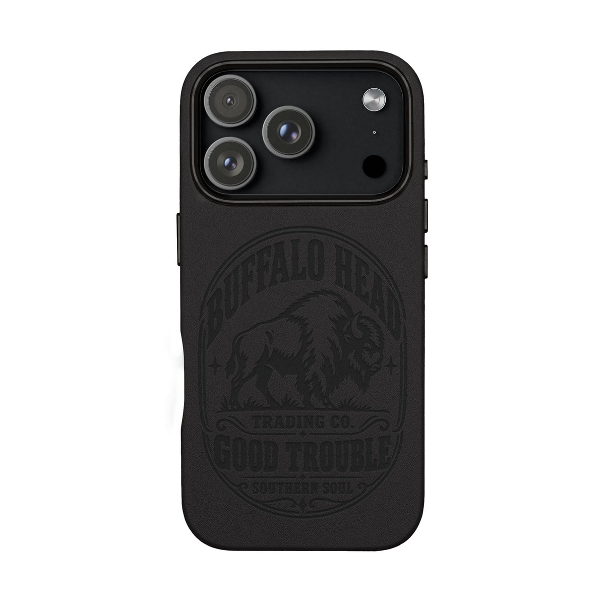 Buffalo Herd Leather Phone Case – Good Trouble Engraved Design