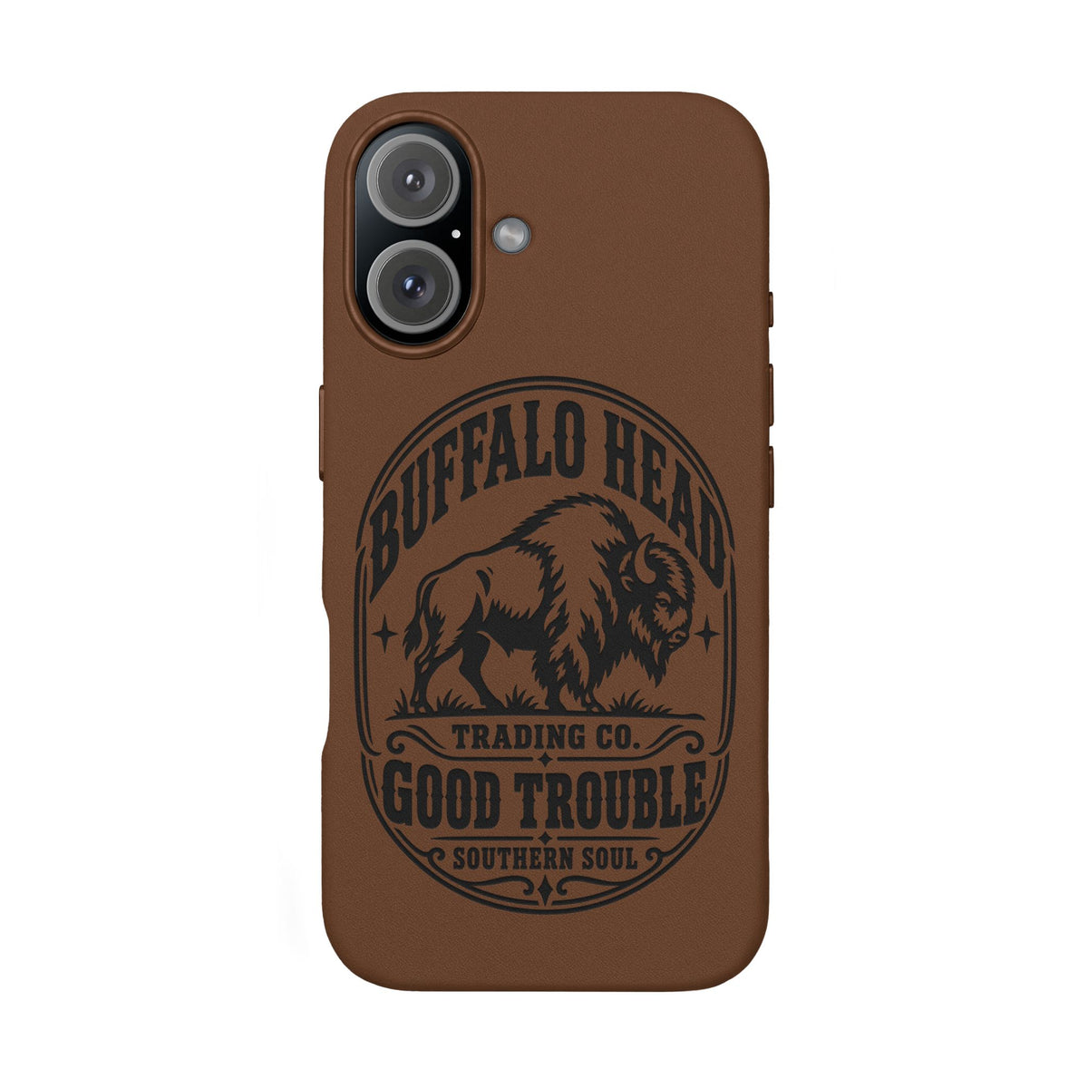 Buffalo Herd Leather Phone Case – Good Trouble Engraved Design