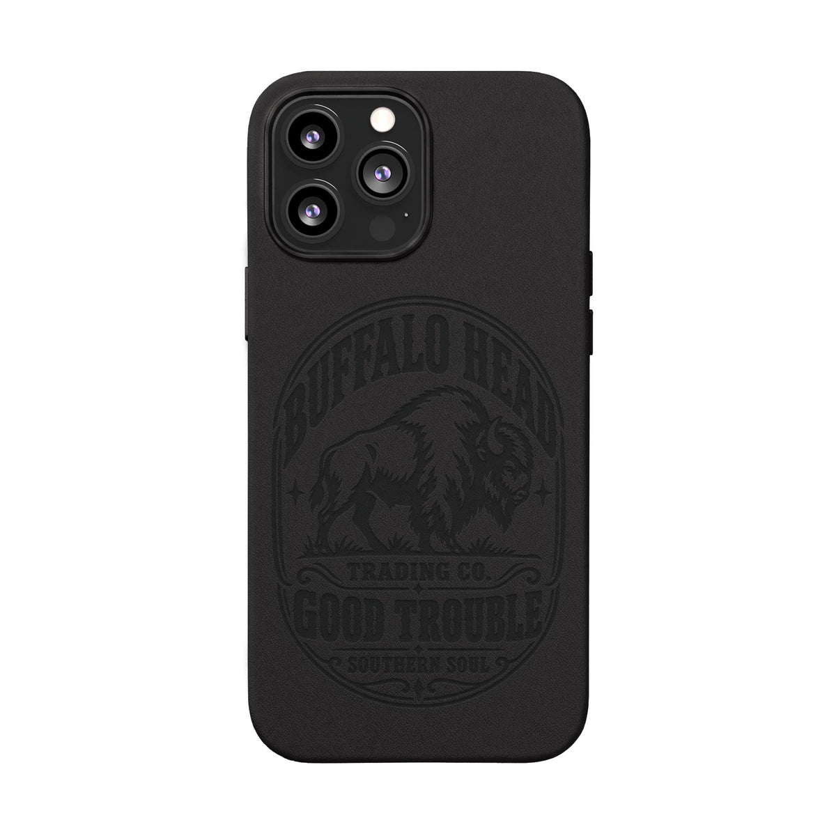 Buffalo Herd Leather Phone Case – Good Trouble Engraved Design