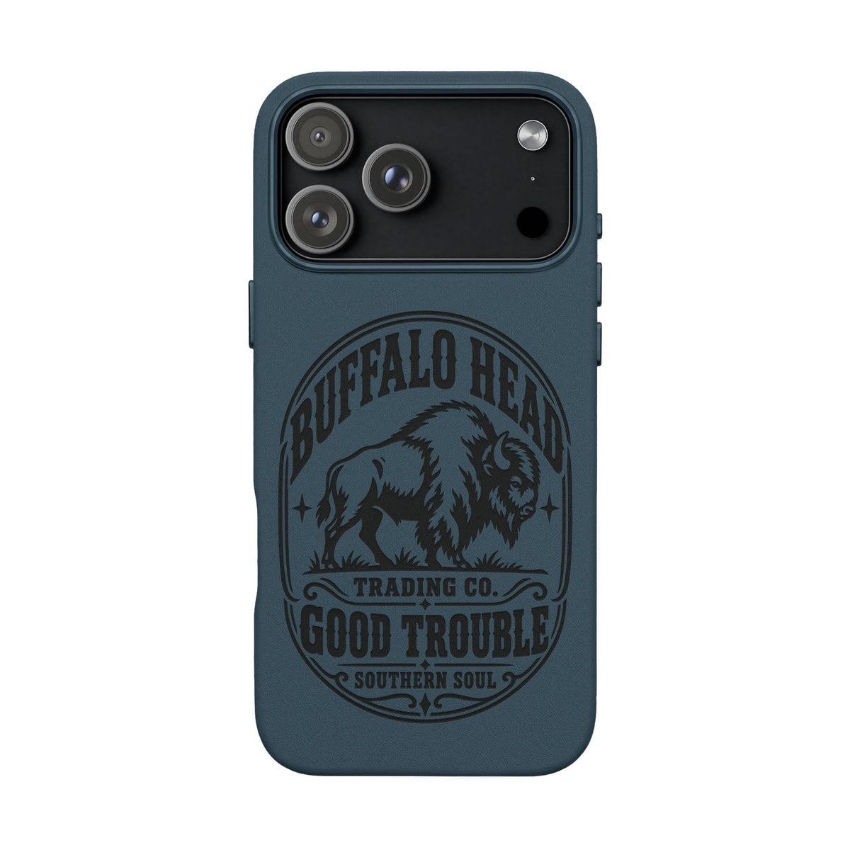 Buffalo Herd Leather Phone Case – Good Trouble Engraved Design