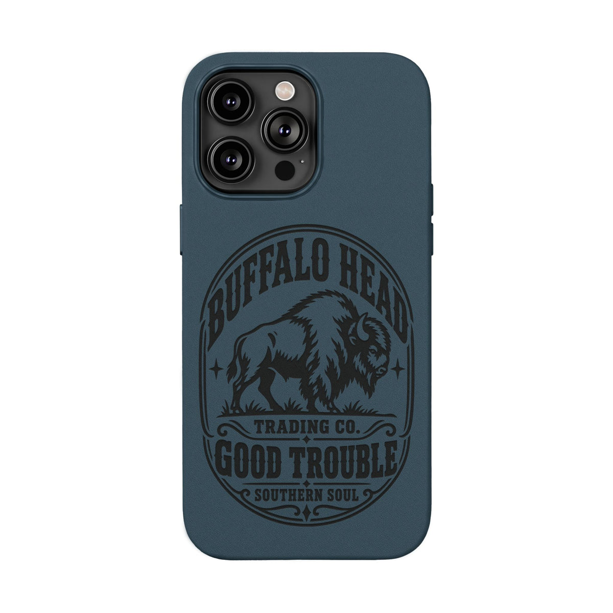 Buffalo Herd Leather Phone Case – Good Trouble Engraved Design