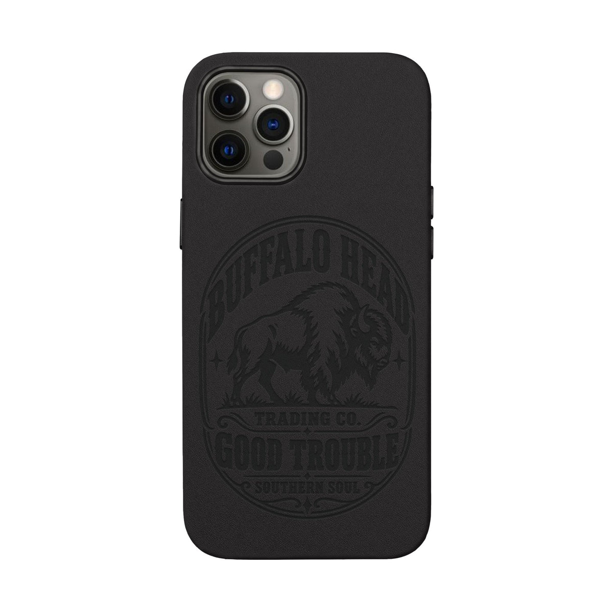 Buffalo Herd Leather Phone Case – Good Trouble Engraved Design