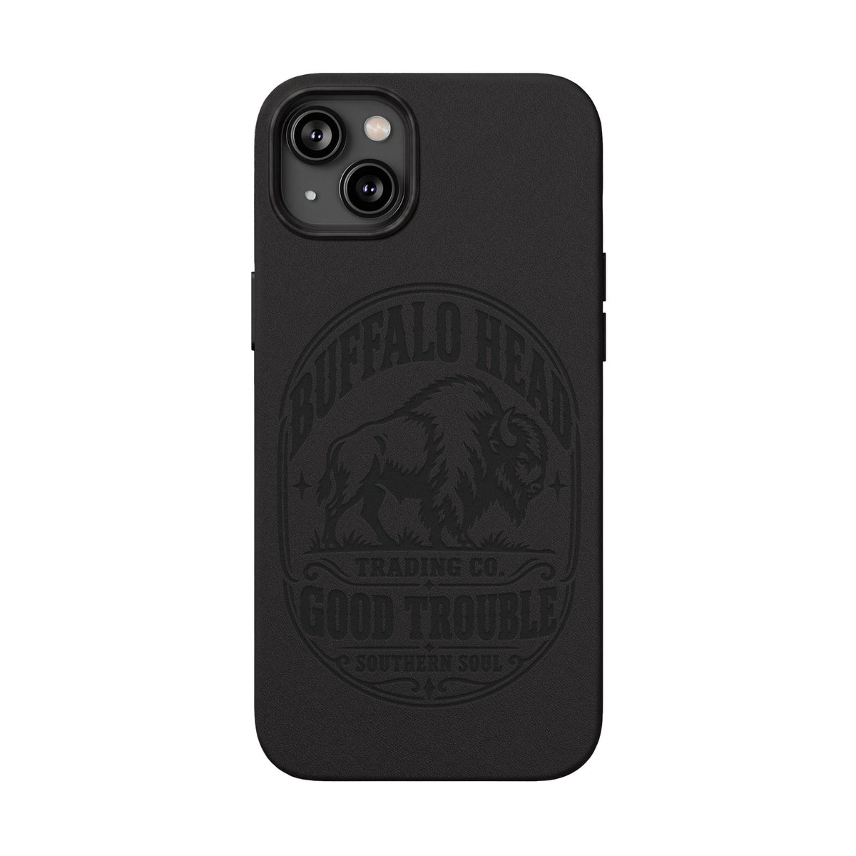 Buffalo Herd Leather Phone Case – Good Trouble Engraved Design