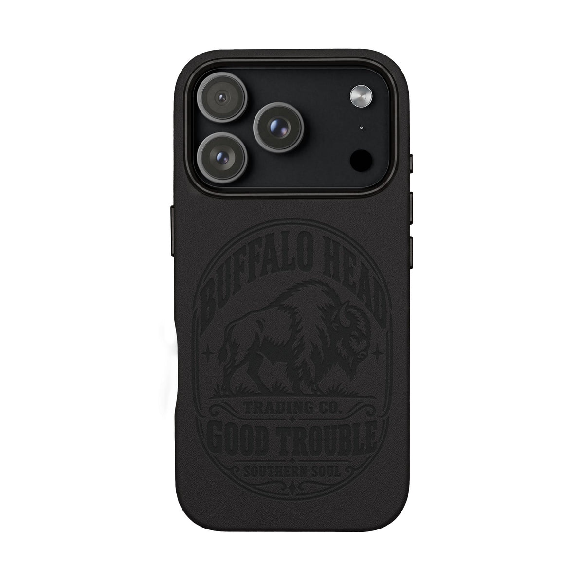 Buffalo Herd Leather Phone Case – Good Trouble Engraved Design