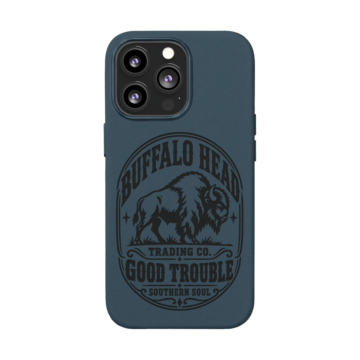 Buffalo Herd Leather Phone Case – Good Trouble Engraved Design