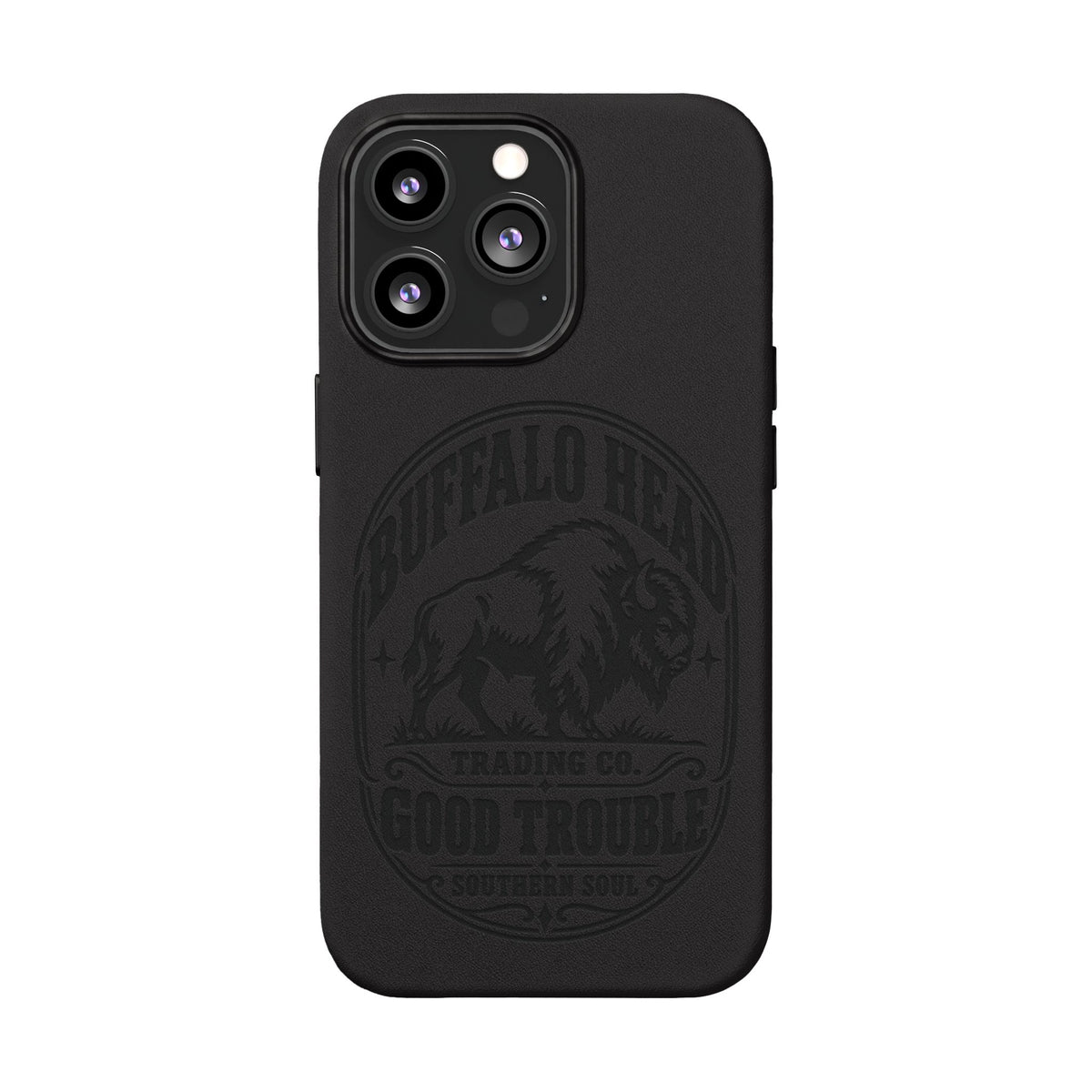 Buffalo Herd Leather Phone Case – Good Trouble Engraved Design
