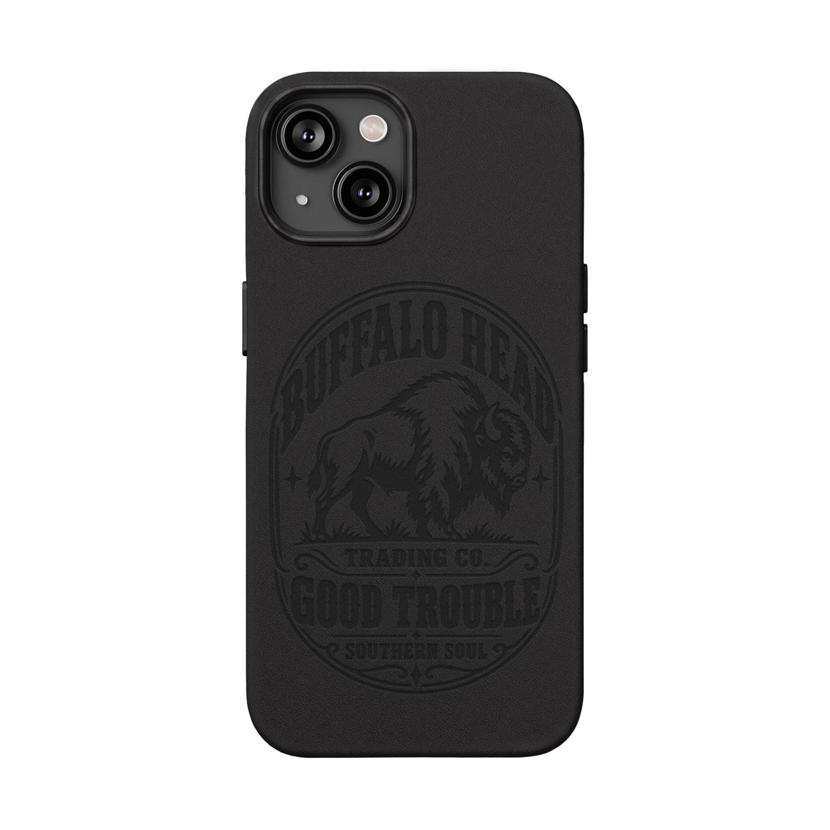 Buffalo Herd Leather Phone Case – Good Trouble Engraved Design