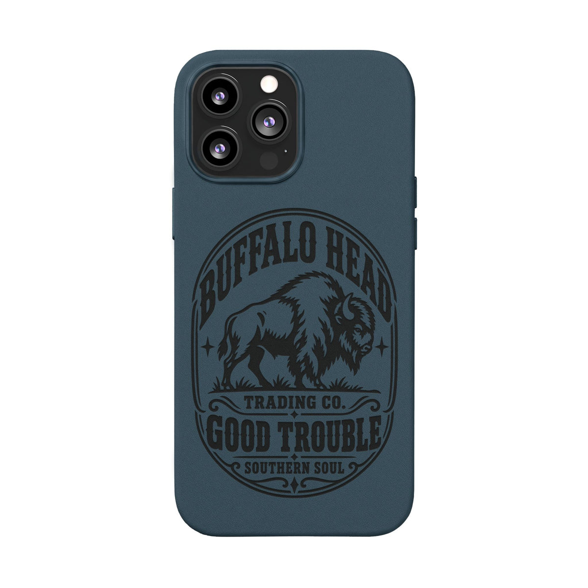 Buffalo Herd Leather Phone Case – Good Trouble Engraved Design