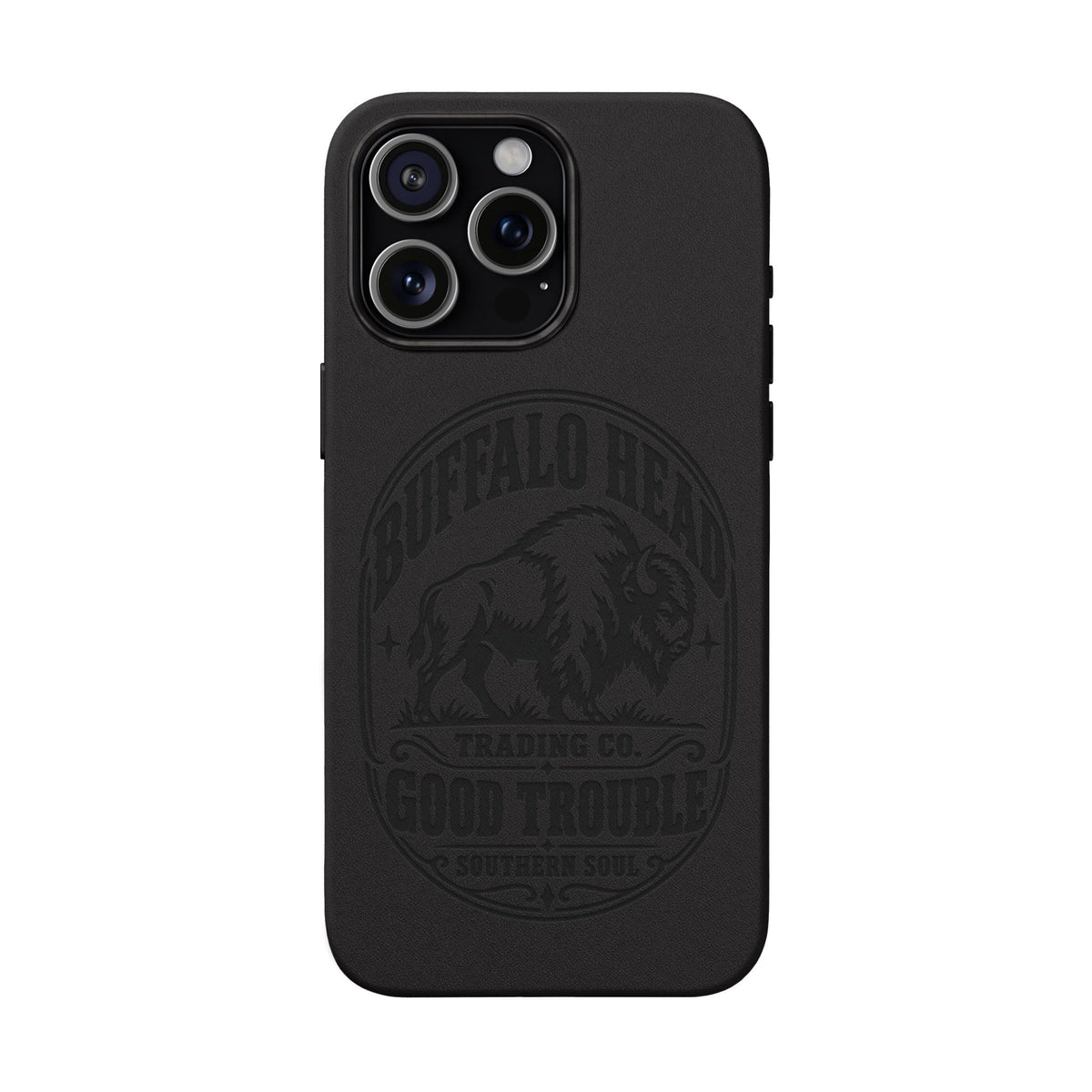 Buffalo Herd Leather Phone Case – Good Trouble Engraved Design