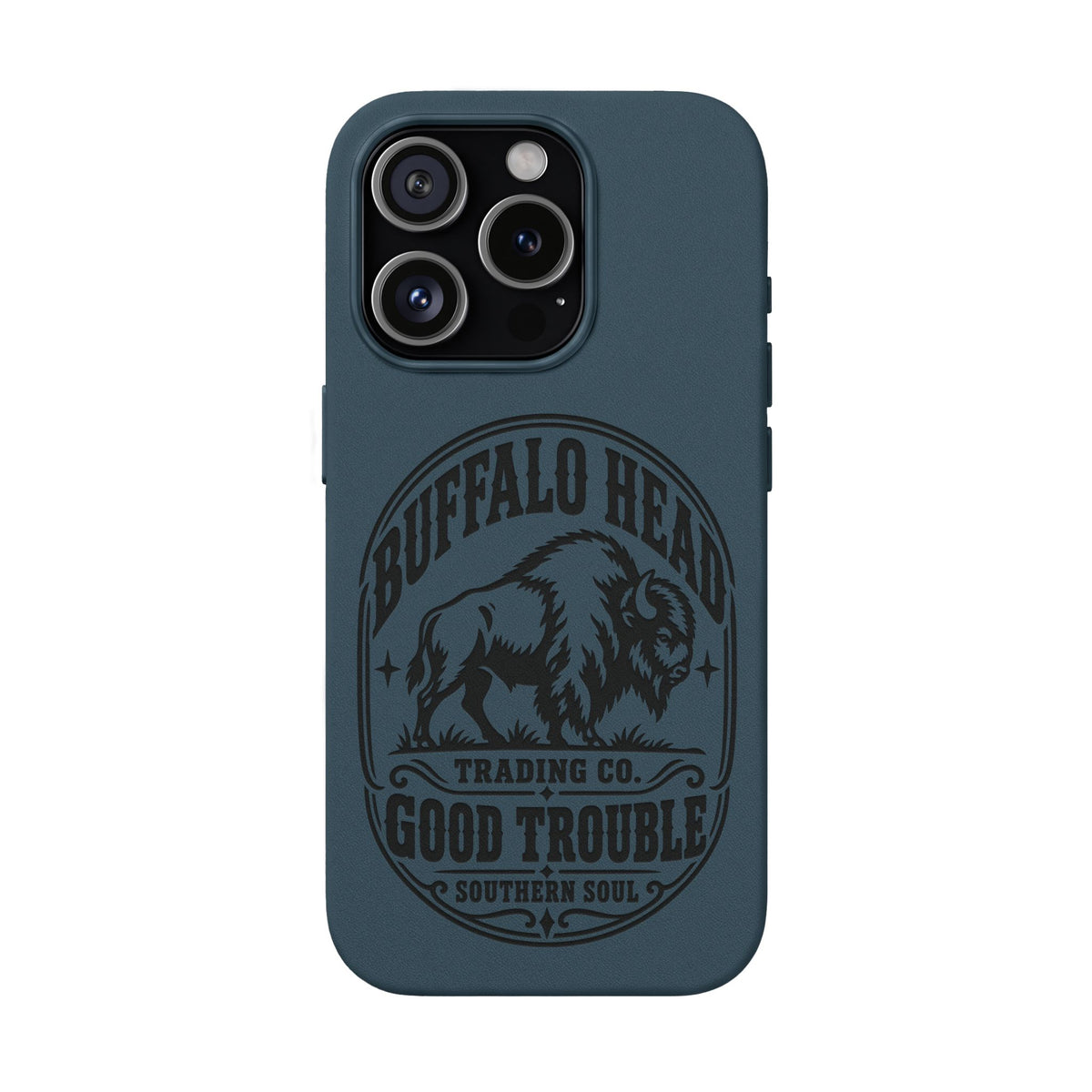 Buffalo Herd Leather Phone Case – Good Trouble Engraved Design
