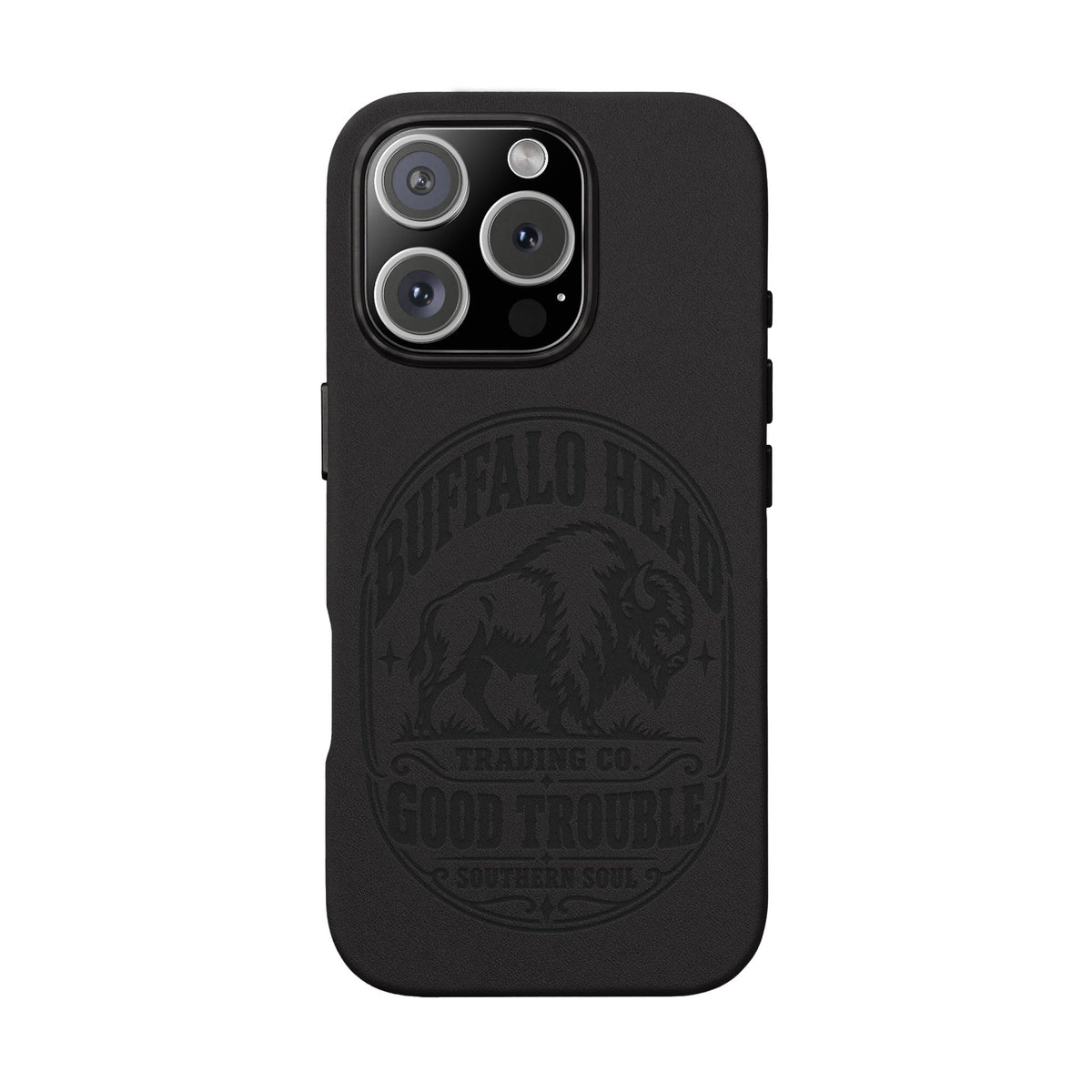 Buffalo Herd Leather Phone Case – Good Trouble Engraved Design