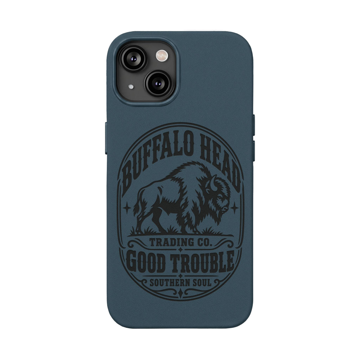 Buffalo Herd Leather Phone Case – Good Trouble Engraved Design