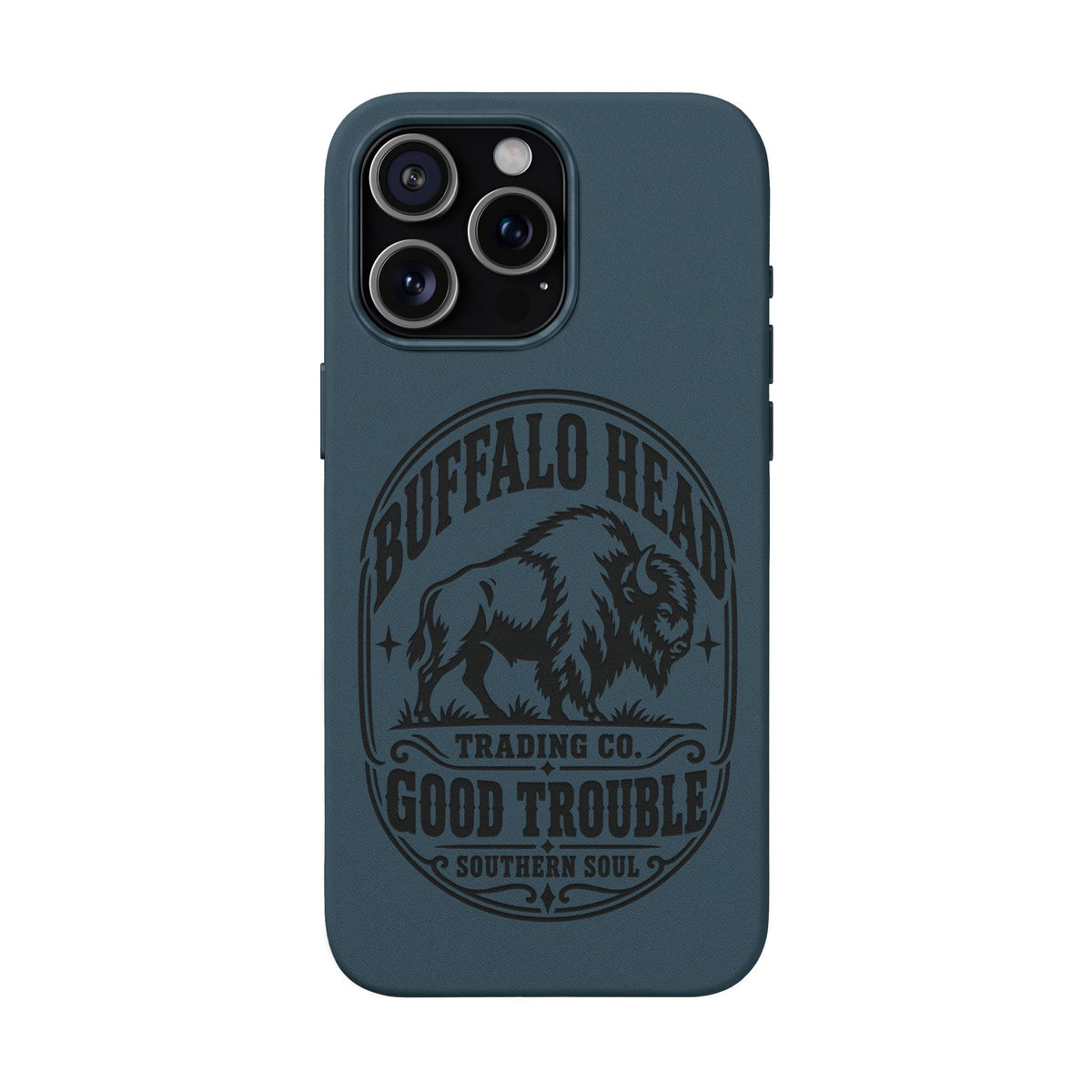 Buffalo Herd Leather Phone Case – Good Trouble Engraved Design