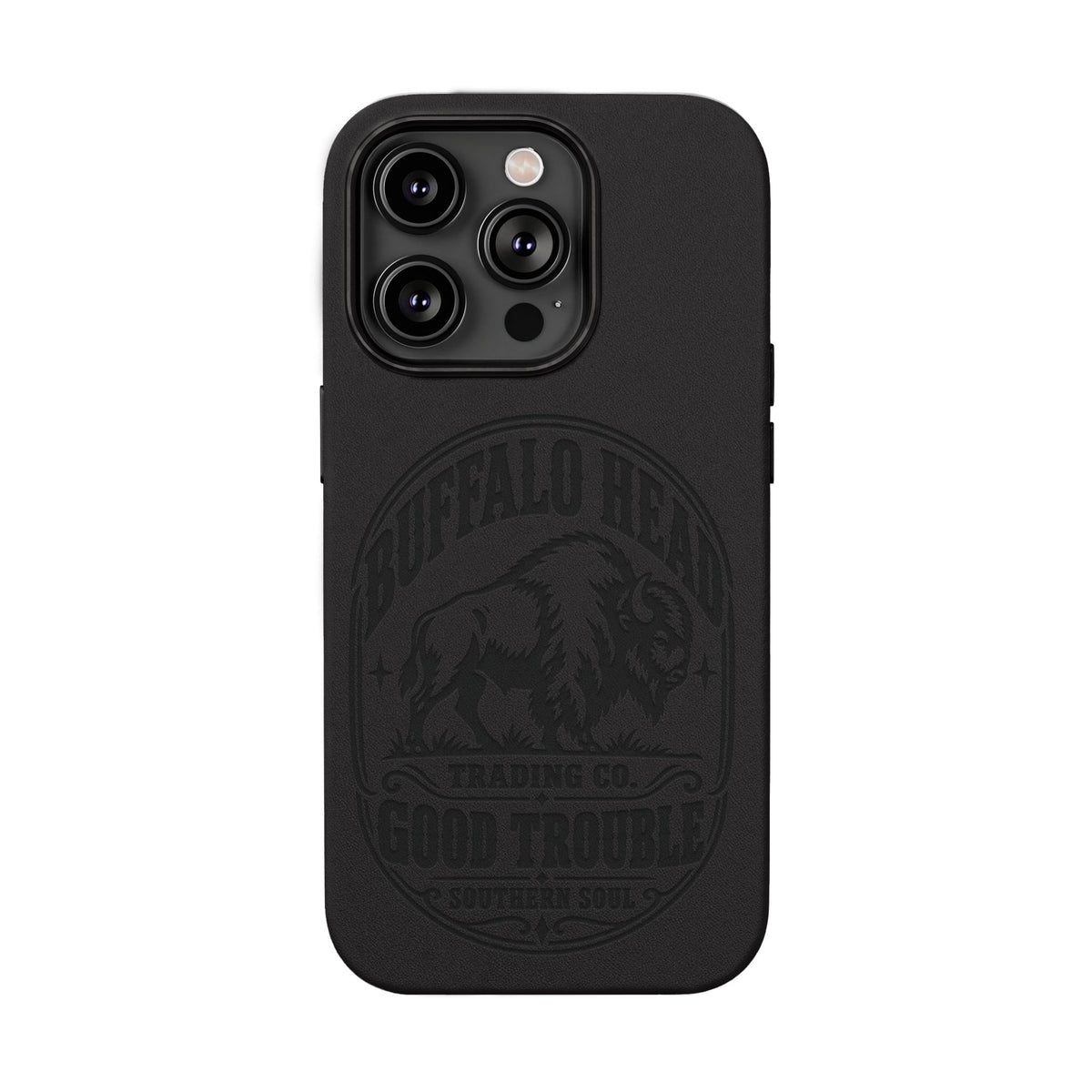 Buffalo Herd Leather Phone Case – Good Trouble Engraved Design