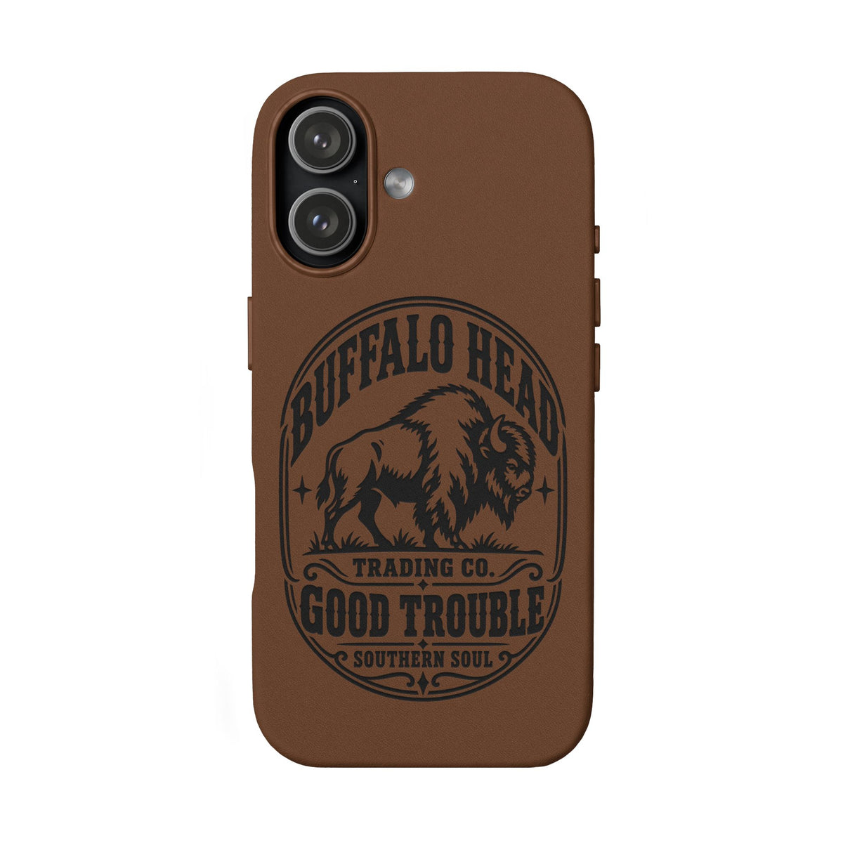 Buffalo Herd Leather Phone Case – Good Trouble Engraved Design