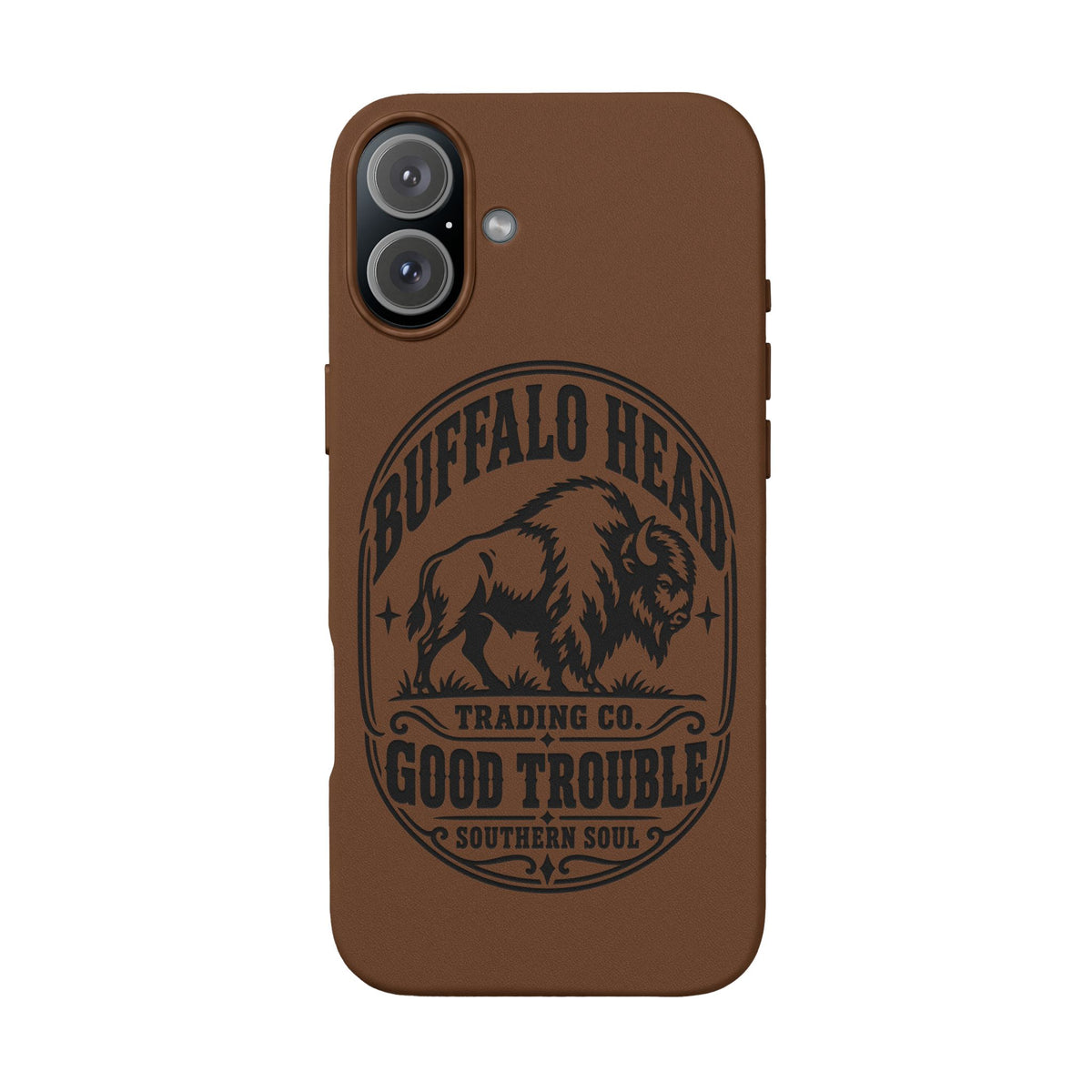 Buffalo Herd Leather Phone Case – Good Trouble Engraved Design