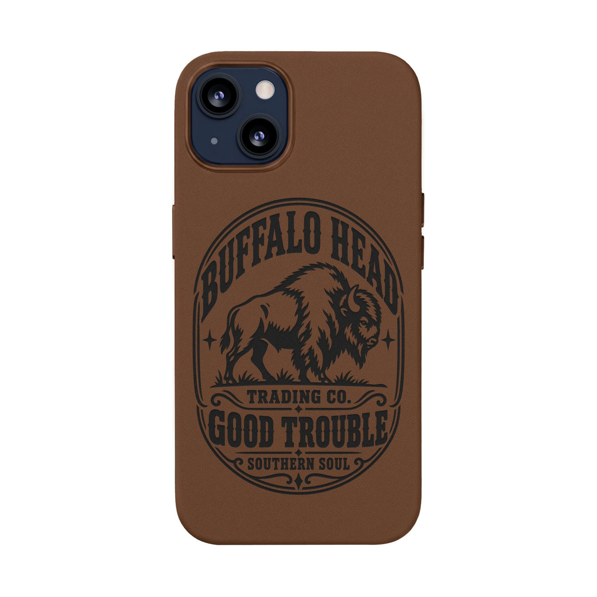 Buffalo Herd Leather Phone Case – Good Trouble Engraved Design