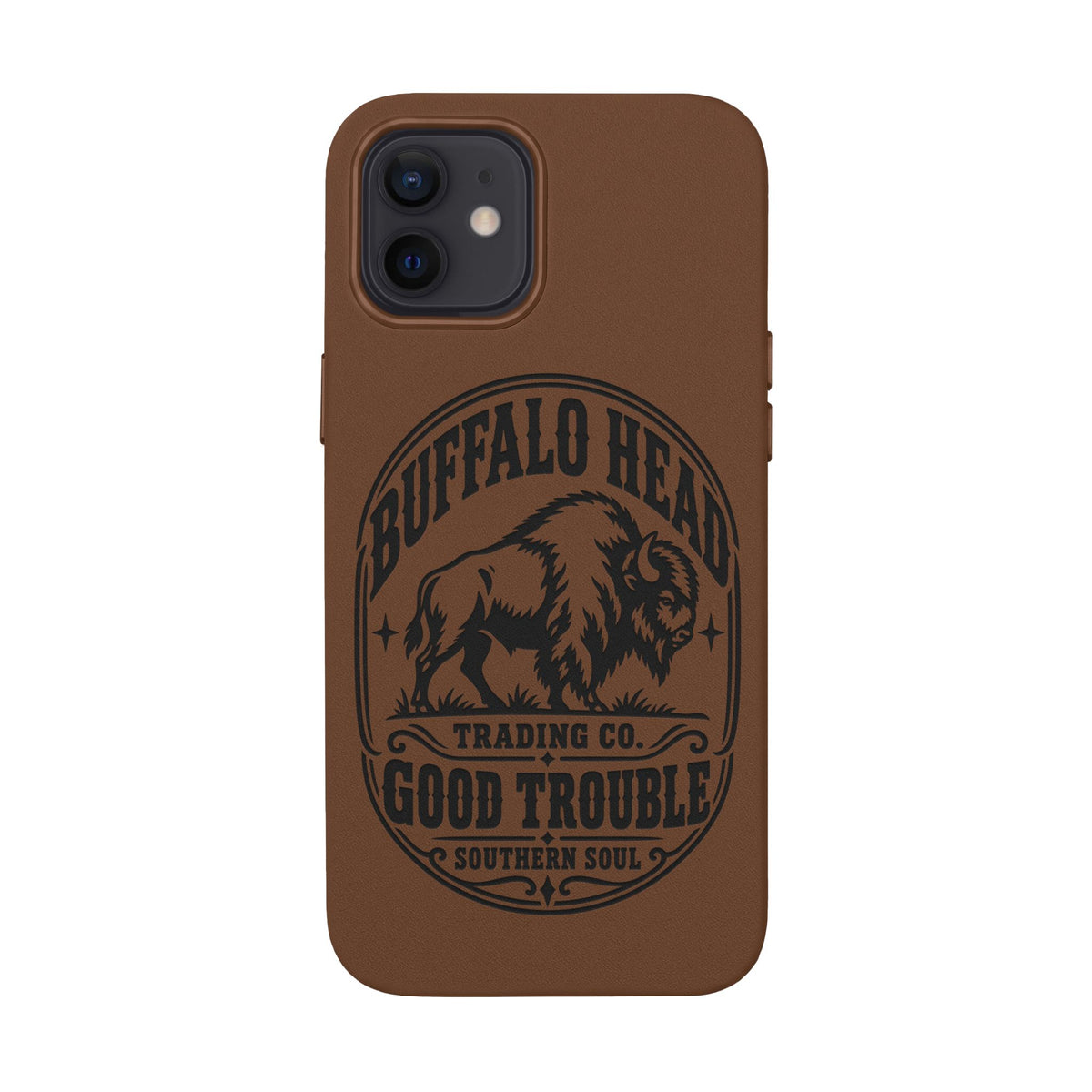 Buffalo Herd Leather Phone Case – Good Trouble Engraved Design