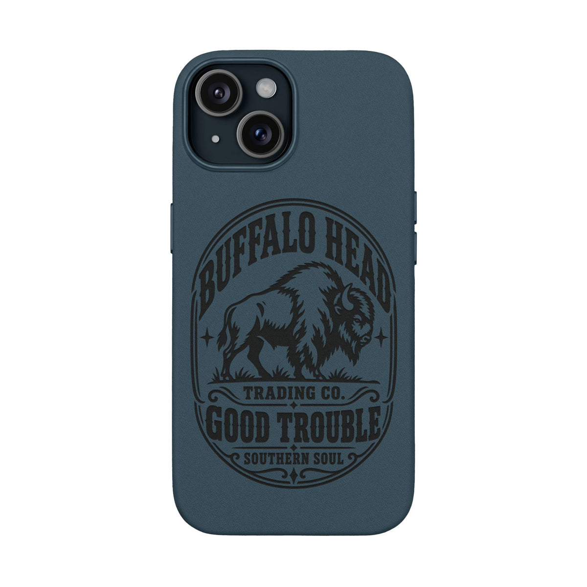 Buffalo Herd Leather Phone Case – Good Trouble Engraved Design