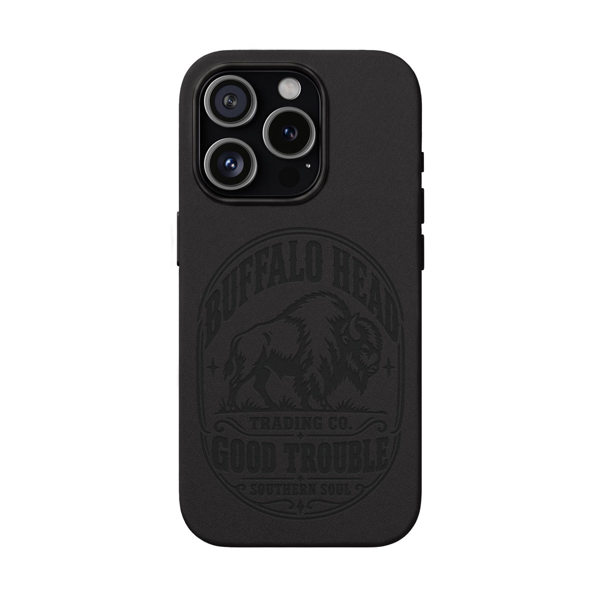 Buffalo Herd Leather Phone Case – Good Trouble Engraved Design